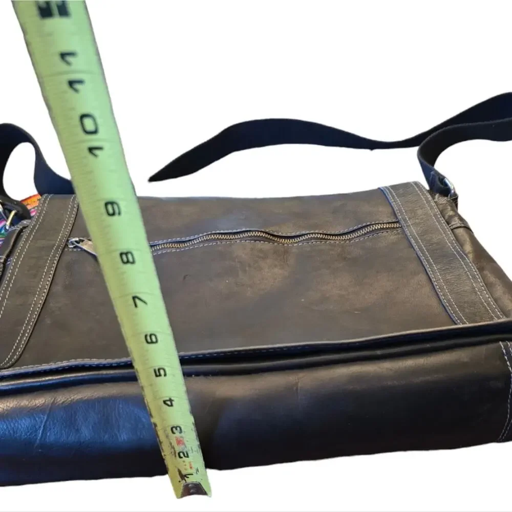 eBags Black Leather‎ Messenger Crossbody Computer Bag